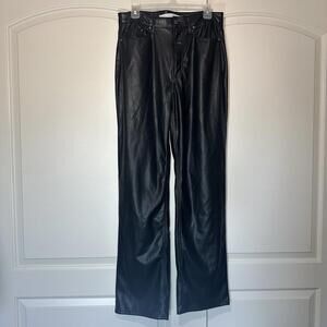 Tinseltown Trendy Faux Leather Pants Black High Rise Straight Baggy Leg Size: 11